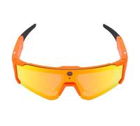 Xiuganpo Lunettes de Cyclisme Intelligentes IA 4K, Caméra HD 8 MP, Bluetooth, Commande Vocale, Stabilisation EIS, Lunettes de Soleil Bluetooth pour Le Ski, Le Vélo, la Randonnée et Les (Rouge orangé)