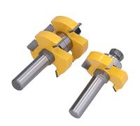 Xiuganpo Mèche de Routeur à Rainure de Langue en Forme de T, 3 Dents, 2 Roulements, Fraise à Bois, Coupe Lisse pour Tiroirs Faits à la Main