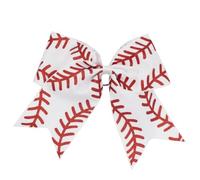 Xiuganpo Nœuds Cheveux Softball 10 Pièces Rouge Jaune Rubans Grosgrain | Nœuds esprit d\'équipe avec bandes élastiques pour le jour du match, les sports de jeunesse, les pom-pom girls, les