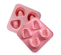 Xiuganpo Plateau à Glaçons en Silicone en Forme de Dents Amusantes, Moule à Glace pour Prothèse Dentaire à 4 Cavités pour Cadeaux de Fête de Cocktail au Whisky, Silicone Flexible de qualité (106)