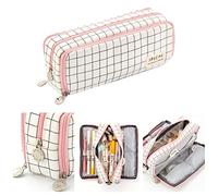 Xiuganpo Pochette à Crayons, 4 Poches Multi-Compartiments, Porte-Stylo en Toile, Sac de Rangement de Grande capacité avec Plusieurs Compartiments pour l'école, Le Bureau, Les étudiants, Les (Noir