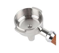 Xiuganpo Porte-filtre à café et thé de 58 Mm avec Manche en Bois, Résistance à L'oxydation, Tamis Filtrant Précis pour une Extraction Complète, pour Baristas Professionnels, Acier Inoxydable (E