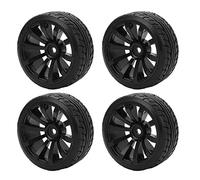 Xiuganpo RC Tires and Wheels Set, 4pcs 1/10 Drift Car Pneu RC RC avec Surface Lisse et Texture Cahoteuse, Jantes de Roue Strong Road Support