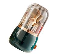 Xiuganpo Récipient de Rangement pour Pinceaux de Maquillage avec Couvercle Transparent, Seau Rotatif Anti-poussière pour Organisateur de Cosmétiques, Seau pour Pinceaux de Maquillage de Grande (Vert