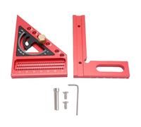 Xiuganpo Règle Carrée Anodisée en Aluminium Multi Angle 3D, Règle Carrée du Bois anodisé, Rapporteur de 0 à 180 Degrés, Souverain de Ligne de Dessin à Mitre Métrique (rouge et noir)