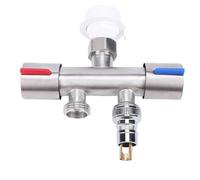 Xiuganpo Répartiteur de Tuyau Précis à 2 Voies en Acier Inoxydable avec Inverseur de Robinet étanche pour Machine à Laver, Potager, Acier Inoxydable 304, 4,72 X 2,17 Pouces, Un sur Deux Sorties