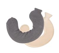 Xiuganpo Sac D'eau Chaude Douce en Forme de U de 1 L pour Soulager les Douleurs au Cou et aux épaules, Comprend une Taie D'oreiller de Voyage (Couleur pure grise)