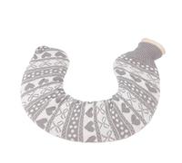 Xiuganpo Sac D'eau Chaude en Forme de U, Sûr et Durable, pour les Nuits Froides, Housse Tricotée Confortable Incluse, Injection D'eau de 1 L (Noeud papillon gris)