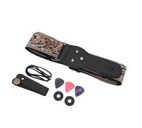 Xiuganpo Sangle de Guitare Large Brodée Vintage pour Guitares électriques Acoustiques, Basse, Cuir Nylon de qualité Supérieure, Longueur Réglable pour Adultes et Enfants, Basse électrique Folk (BROWN)