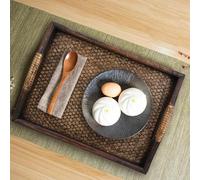 Xiuganpo Service à thé en Bois Vintage pour Service à thé, Fruits, Maison, Hôtel, Décoration, Conception à Double Poignée pour une Prise Facile, fabriqué en Matériau pour Servir de la Nourriture