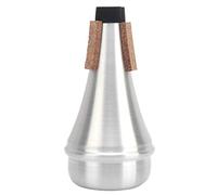 Xiuganpo Sourdine Droite pour Trompette en Alliage d'aluminium, Sourdine d'entraînement Argentée pour Débutants avec Entrée 'eau en Bois Tendre, Silencieux Portable Léger