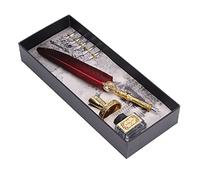 Xiuganpo Stylo Plume D'oie, élégance Vintage, Fabrication Exquise, pour Calligraphie, écriture Fluide, pour Cadeaux (Rouge foncé)