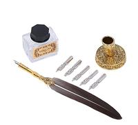 Xiuganpo Stylo Plume D'oie, élégance Vintage, Fabrication Exquise, pour Calligraphie, écriture Fluide, pour Cadeaux (Marron foncé)