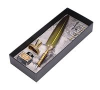 Xiuganpo Stylo Plume D'oie, élégance Vintage, Fabrication Exquise, pour Calligraphie, écriture Fluide, pour Cadeaux (YELLOW)