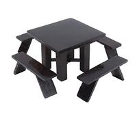 Xiuganpo Table à Manger Miniature 1:12, Ensemble de Meubles de Maison de Poupée en Bois Noir Exquis avec Une Finition Soignée, Cadeau Parfait pour Les Filles de 3 Ans et Plus