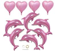 Xiuhusha Lot de 10 ballons en forme de dauphin en aluminium Mylar pour fête prénatale, fête prénatale, fête sur le thème de la mer et de l'océan - 117 cm - Rose