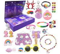Xiujuers Calendrier de l'Avent Licorne, Calendrier de L'avent Enfant Fille, Licorne Calendrier Compte à Rebours de 24 Jours, Calendrier de l'avent 2024 Licorne,Comprend Divers Accessoires pour Cheveux