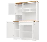 Xiulideni Armoire haute lumineuse à LED 180 cm - Vitrine moderne en blanc/noir, 104 cm de large, pour un rangement élégant dans la cuisine et le salon