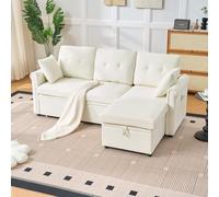 Xiulideni Canapé d'angle en chenille en forme de L avec tiroir de lit et fonction couchage, pratique, avec espace de rangement, montage des deux côtés, pour salon ou chambre d'amis, gris