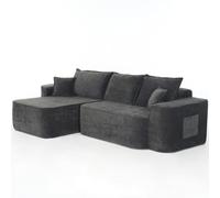 Xiulideni Canapé d'angle en forme de L - 262 cm avec méridienne - Siège bas XXL - Sans montage - Canapé modulaire en chenille gris pour salon