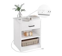 xiuling4568 Table de Chevet Station de Recharge et 2 Ports USB, Table de Chevet en Bois avec tiroir, Table d'appoint en Option Table de Chevet