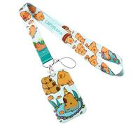 XIUOYN Capybaras Cordons avec porte-clés en forme d'animal de dessin animé, beau tour de cou, porte-badge, porte-carte pour étudiantes et filles