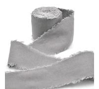 XIUPO Ruban en Coton et Lin Fait à la Main, 4CM x 5M, Bords effilochés, pour Bouquet d'invitation de Mariage, Paquet de Fleurs, décor de Paquet Cadeau de mariée