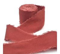 XIUPO Ruban en Coton et Lin Fait à la Main, 4CM x 5M, Bords effilochés, pour Bouquet d'invitation de Mariage, Paquet de Fleurs, décor de Paquet Cadeau de mariée