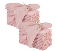 XIUPO Serviettes de Table en Gaze de Coton Rose 32x32cm, 24 pièces, torchon réutilisable, décor de Table pour fête de Mariage, noël, bavures rétro