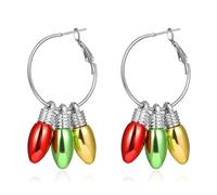 XIUQILAI Boucles d'oreilles de Noël pour femme, boucles d'oreilles pendantes en forme d'ampoules rouges et vertes, boucles d'oreilles à tige pour fêtes folles