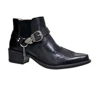 XIUsheUA Bottes montantes vintage à chaîne for hommes | Bottines de motard punk avec sangle à boucle et chaîne montantes