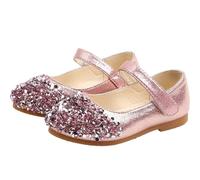 XIUsheUA Chaussures de Princesse for Filles, Chaussures de Danse à Paillettes, Sandales décontractées for Petites Filles pour la fête, la Danse(Pink,26(Insole 15.8cm))