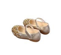 XIUsheUA Chaussures de Princesse for Filles, Chaussures de Danse à Paillettes, Sandales décontractées for Petites Filles pour la fête, la Danse(Gold,25(Insole 15.3cm))