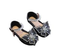 XIUsheUA Chaussures habillées for Filles, Chaussures de Princesse à Talons Bas, Semelle Souple, Chaussures à Paillettes for fête de Mariage pour la fête, la Danse(Black,21)
