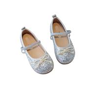 XIUsheUA Chaussures Plates Enfant Chaussures Fille Design Brillant Chaussure Princesse Chaussure Enfant Simple pour la fête, la Danse(Silver,26insole15.8cm)