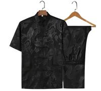 XIUsheUA Costume Tang rétro en Soie Motif Dragon, vêtements Kung Fu Tai Chi for Hommes Hanfu Fu avec Chemise de Poche pour Tai Chi, Arts Martiaux(Suit 6,180 for72.5to82.5kg)