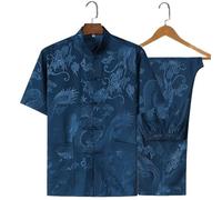 XIUsheUA Costume Tang rétro en Soie Motif Dragon, vêtements Kung Fu Tai Chi for Hommes Hanfu Fu avec Chemise de Poche pour Tai Chi, Arts Martiaux(Suit 5,185 for82.5to90kg)