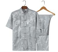 XIUsheUA Costume Tang rétro en Soie Motif Dragon, vêtements Kung Fu Tai Chi for Hommes Hanfu Fu avec Chemise de Poche pour Tai Chi, Arts Martiaux(Suit 11,175 for62.5to72.5)