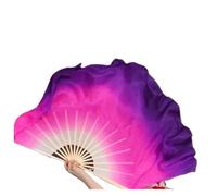 XIUsheUA Fan de Danse Orientale Éventail Double Face, Deux Couches, Voile d'éventail de Danse Orientale, Demi-Cercle, éventail Pliable en Bambou, Paire (1G + 1R) dégradé(31cm 40cm,2pcs Right Hand)