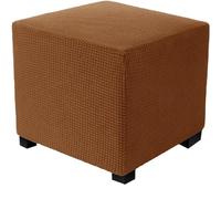 XIUsheUA Housse de Tabouret 1 Housse de Pouf carrée élastique en Polaire for Repose-Pieds, Protection for Meubles Maison pour Pouf, Tabouret ou Repose-Pieds(Light Coffee,S)