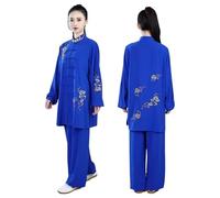XIUsheUA Kung Fu Tai Chi vêtements Vintage Hauts + Pantalons Dragon imprimé Ensemble Arts Martiaux Aile Chunretro Taijiquan Wushu Uniforme pour Tai Chi, Arts Martiaux(Blue and Colorful,XS)