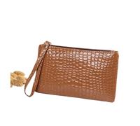 XIUsheUA Pochette à main pour femme Lot de 2 portefeuilles for femmes, porte-monnaie, petit sac poignet, en PU, fermeture éclair(Brown)