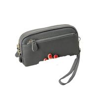 XIUsheUA Pochette à main pour femme Portefeuille À Double Fermeture Éclair For Femme, Pochette En Cuir De Vache, Porte-monnaie, Étui For Téléphone Portable(Green)