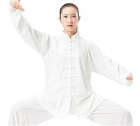 XIUsheUA Tai Chi Kung Fu Uniforme vêtements Traditionnels Hommes Femmes Adulte Soie décontracté Arts Performance Pratique vêtements Wushu pour Tai Chi, Arts Martiaux(Beige,S)