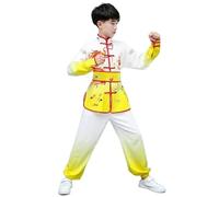 XIUsheUA Tai Chi Kung Fu vêtements Traditionnels garçon Ensemble décontracté Wushu Femmes Hommes Performance Fille Tang Costume Costume pour Tai Chi, Arts Martiaux(Long Yellow,170)