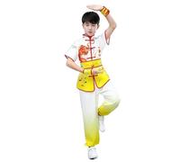 XIUsheUA Tai Chi Kung Fu vêtements Traditionnels garçon Ensemble décontracté Wushu Femmes Hommes Performance Fille Tang Costume Costume pour Tai Chi, Arts Martiaux(Short Yellow,100)