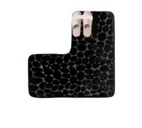 XIUsheUA Tapis de Bain en Forme de L, en Coton, Couleur Unie, Absorbant et antidérapant, décoration d'intérieur pour Salle de Bain, Toilettes(Black 1)