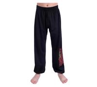 XIUsheUA Uniforme de Kung Fu, T-Shirt Taichi des Arts Martiaux for Hommes, Manches Courtes, séchage Rapide pour Tai Chi, Arts Martiaux(Black Pants,for Height 110cm)