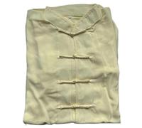 XIUsheUA Uniforme de Kung Fu Unisexe en Coton mélangé, Costume de Tai Chi à Manches Courtes, Uniforme d'exercice du Matin, vêtements de Kung Fu pour Tai Chi, Arts Martiaux(Yellow,180CM)