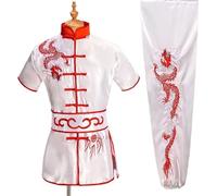 XIUsheUA Uniforme de Kung Fu Vintage, vêtements Wushu, vêtements brodés de Dragon, Uniforme d'arts Martiaux, Costume de Guerrier Traditionnel pour Tai Chi, Arts Martiaux(Color9,180)